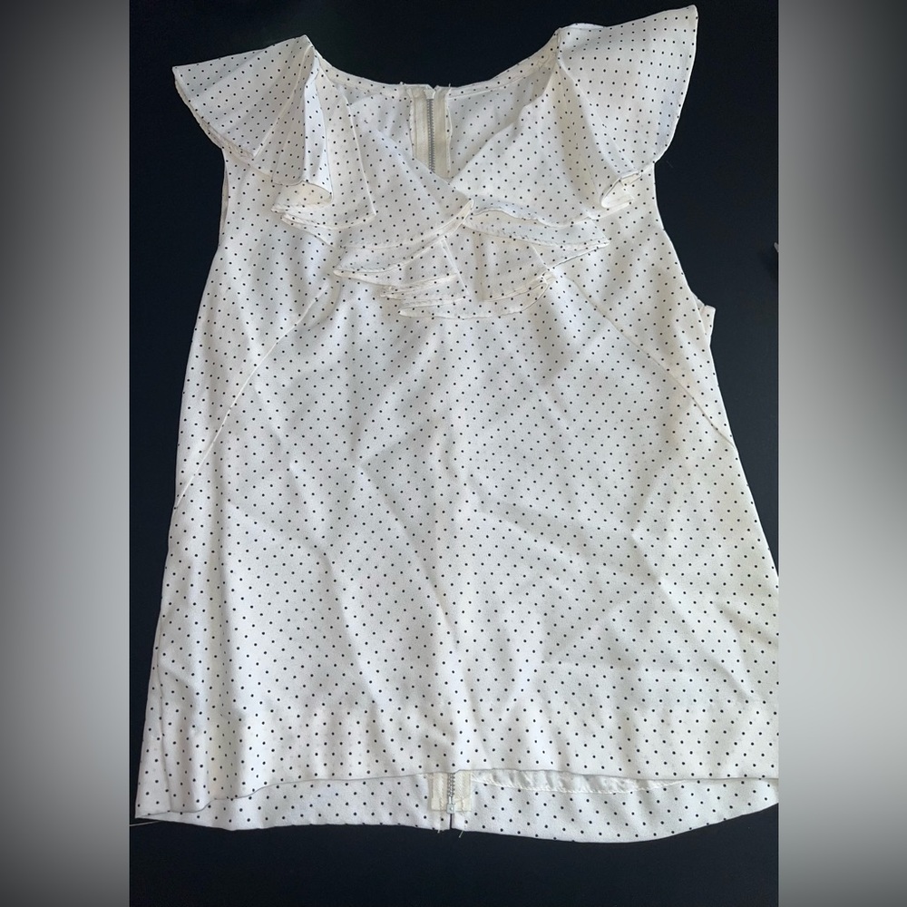 Gay Gibson Vintage 1960’s Top With Ruffle top, polka dots & full back zipper EUC